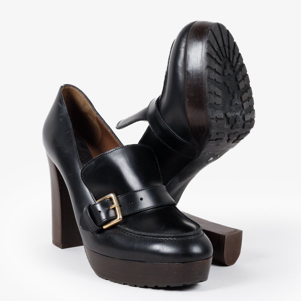 Marni Black Platform Buckle Loafer Pumps